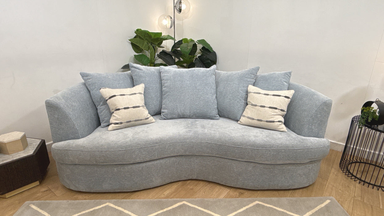 Sofology Chloe Fabric 4 Seater Pillow Back in Linen Look Chenille Sky Mix