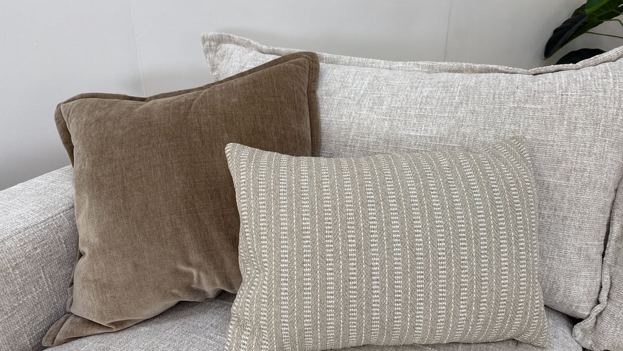 Sofology Cove Fabric Chaise Small Light Wood Panel in Artisan Chenille Ecru Mix