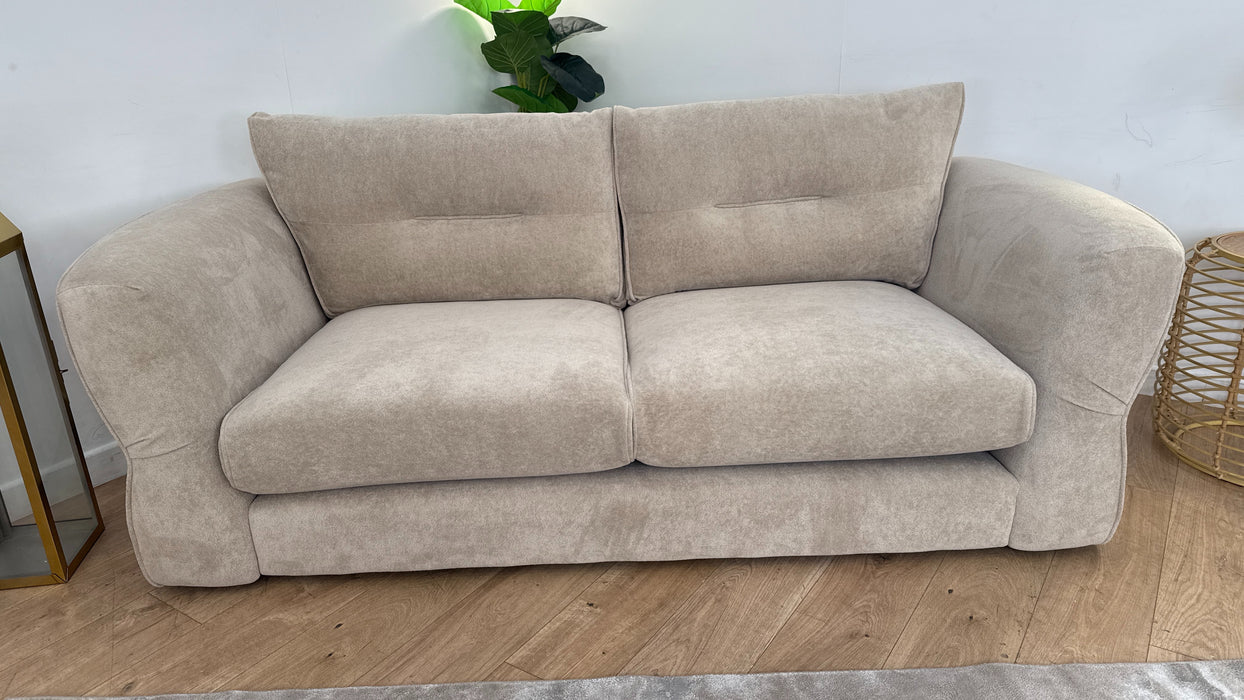 Sofology The Reign 3 Seater Fabric Sofa in Luxe Sherpa French Beige/Natural Mix