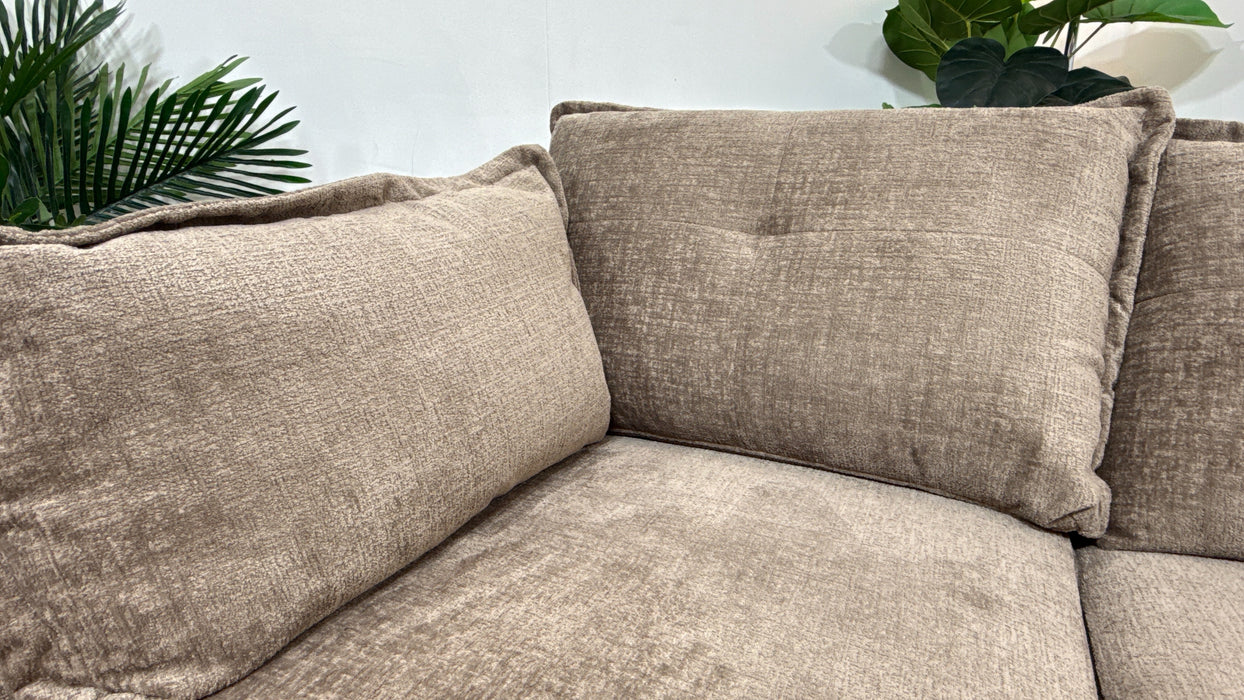 Sofology Portobello Fabric 2 Seater Sofabed Sprung Seats Hybrid Pocket Mattress in Teddy Chenille Mink Mix