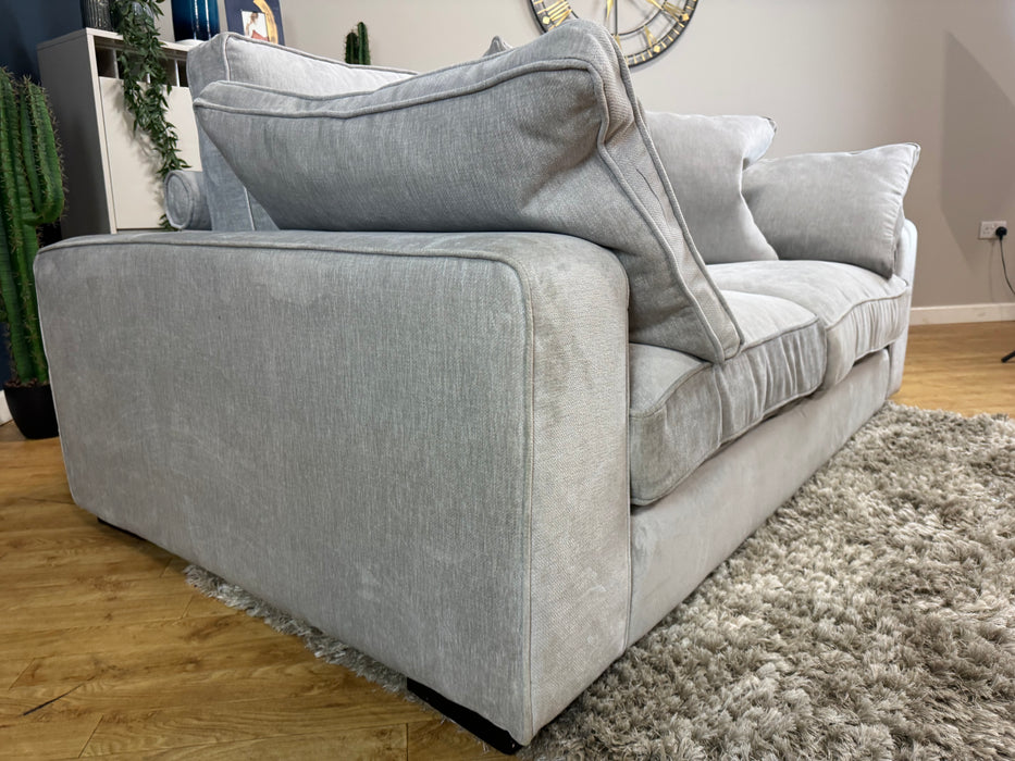 Laurent Fabric 2 Seater - Luxury Deep Pile Chenille Silver - Fibre Seats (WA2)