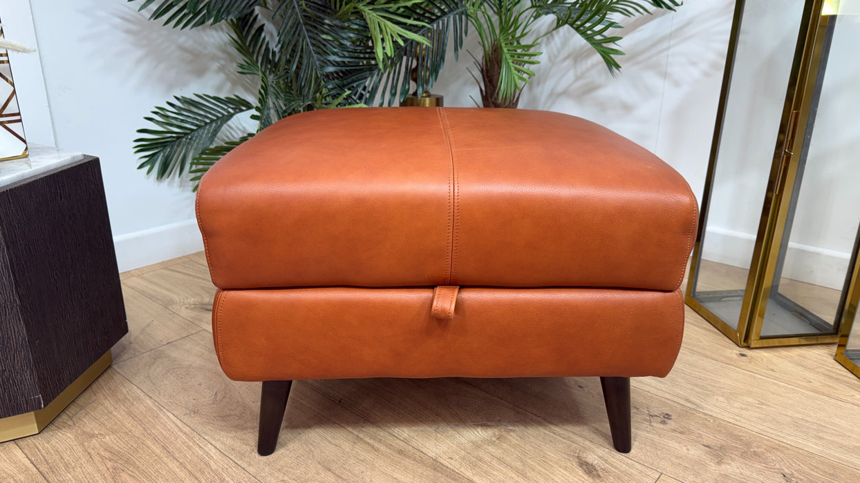 Sofology Adler Leather Storage Footstool in Relaxed Soft Amber