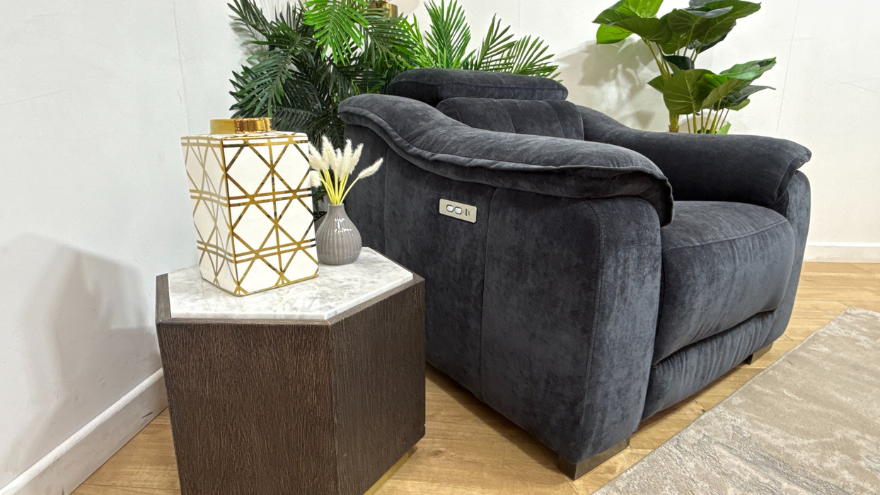 Sofology Carrera Fabric Chair Power Recliner in Relaxed Chenille Ink