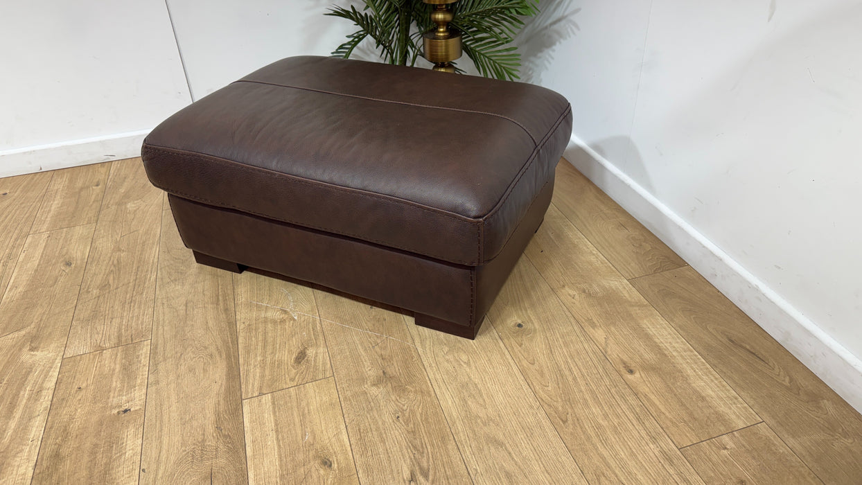 Sofology Linara Leather Footstool in Virginia Brown