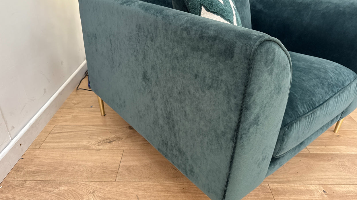 Sofology Moxie Fabric Chair in Deep Teal/Chevron Teal Mix