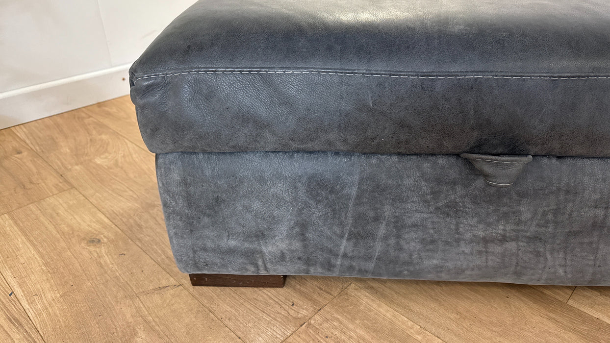 Mazzini Storage Footstool - Leather - Utah Grey