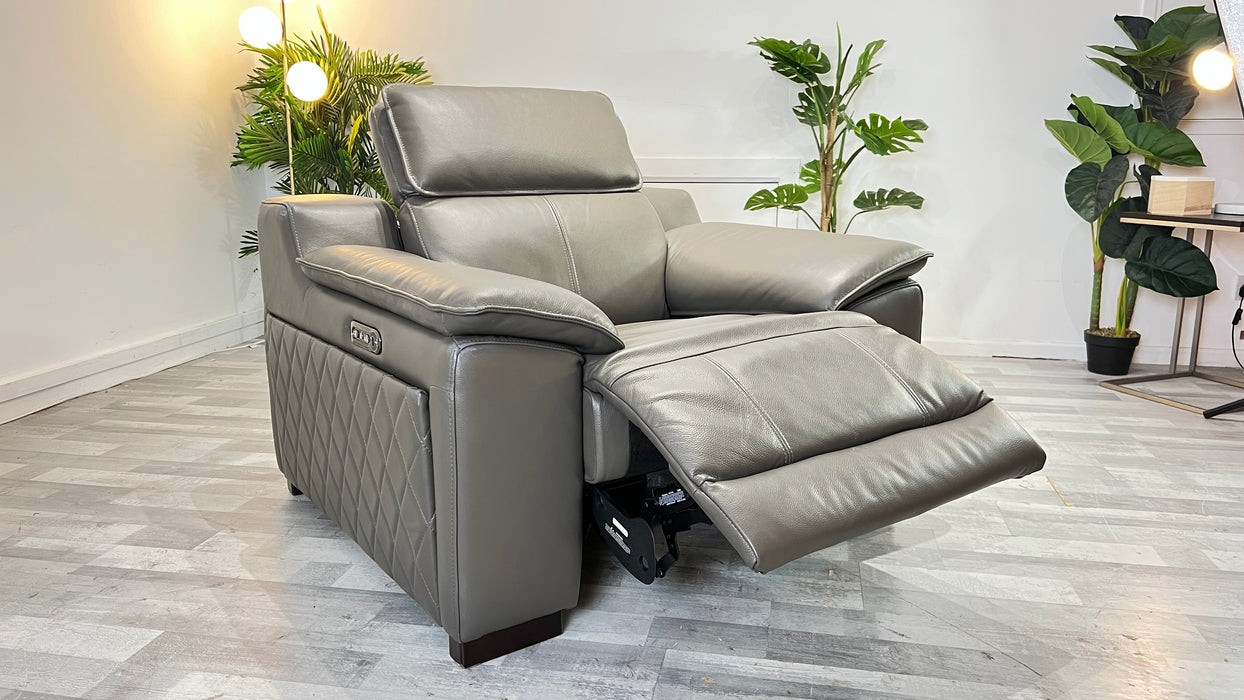 Benz Chair - Trusty Sheen Leather Storm - Power Recliner