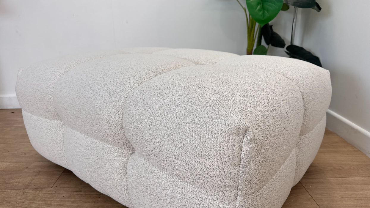 Sofology The Lunar Fabric Designer Footstool in Woven Boucle Linen