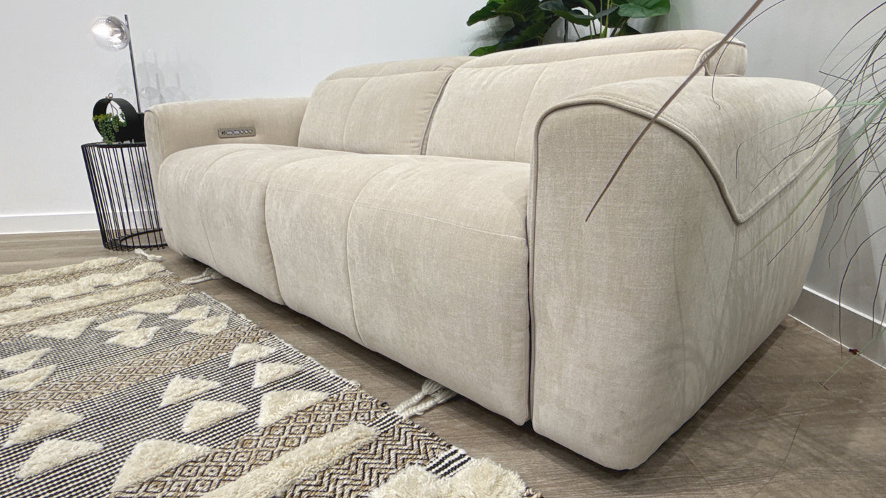 Sofology Riviera 2.5 Power Recliner Fabric Sofa in Chenille Cotton