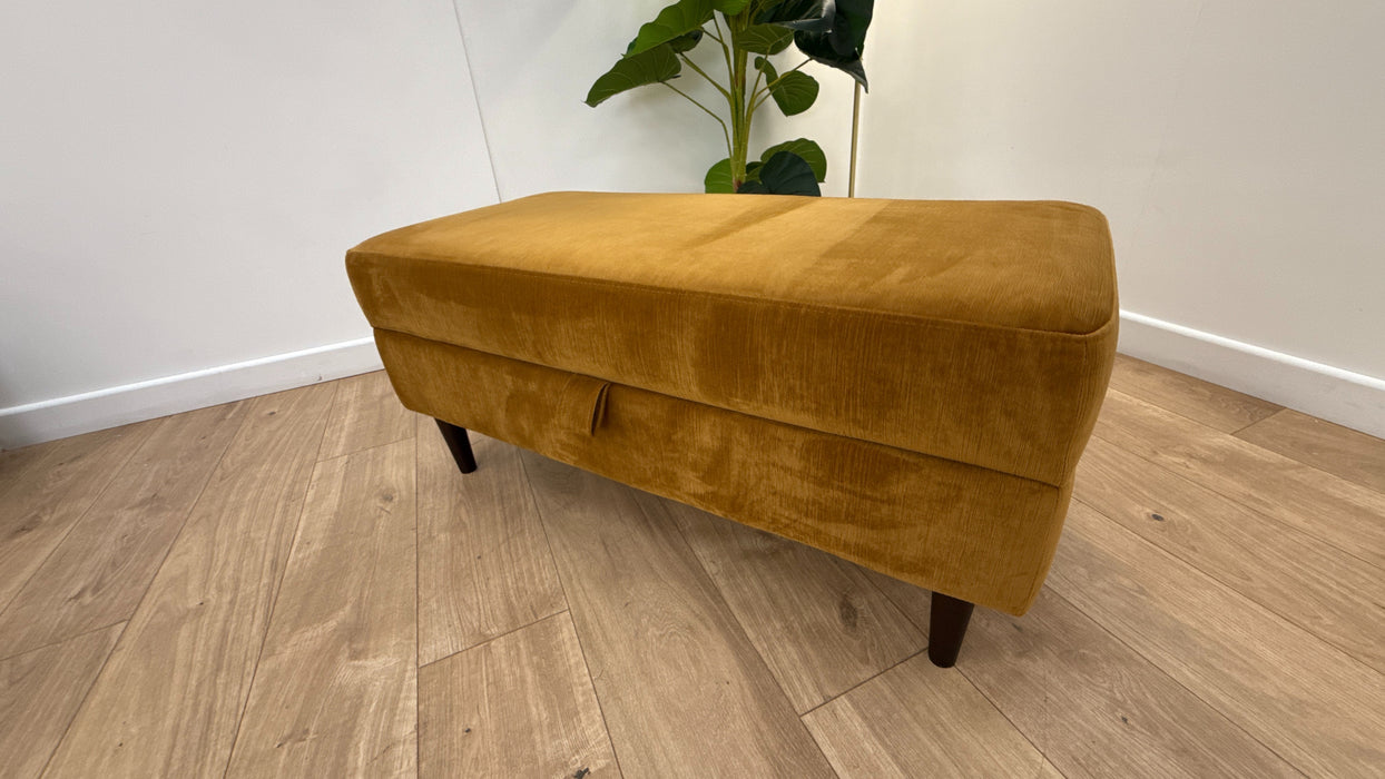 Sofology Bridgerton Fabric Storage Footstool in Etched Velvet Nugget Gold