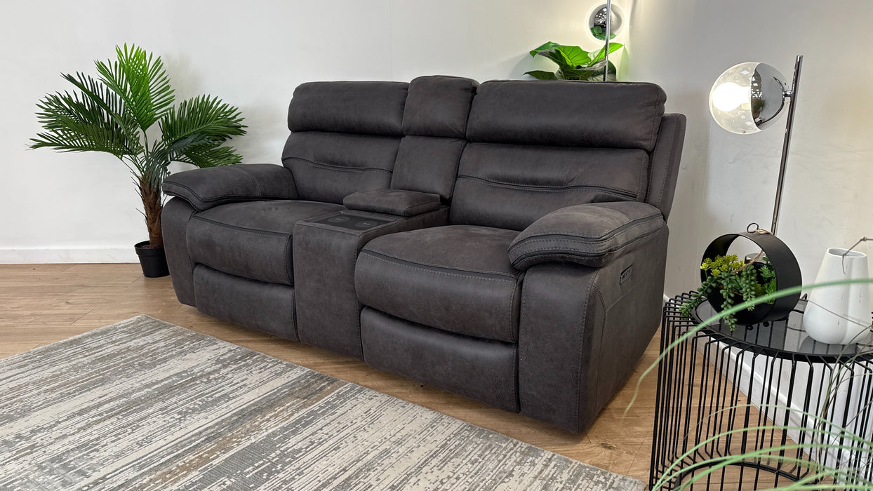 DFS The View Express Leather Recliner Cinema 2 Seater in Charcoal