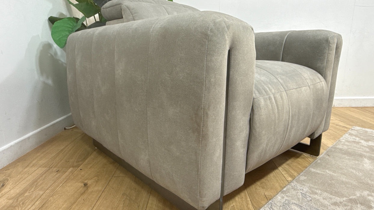 Sofology Paramount Fabric Chair Power Recliner/Headrest in Lifestyle Flecked Stone