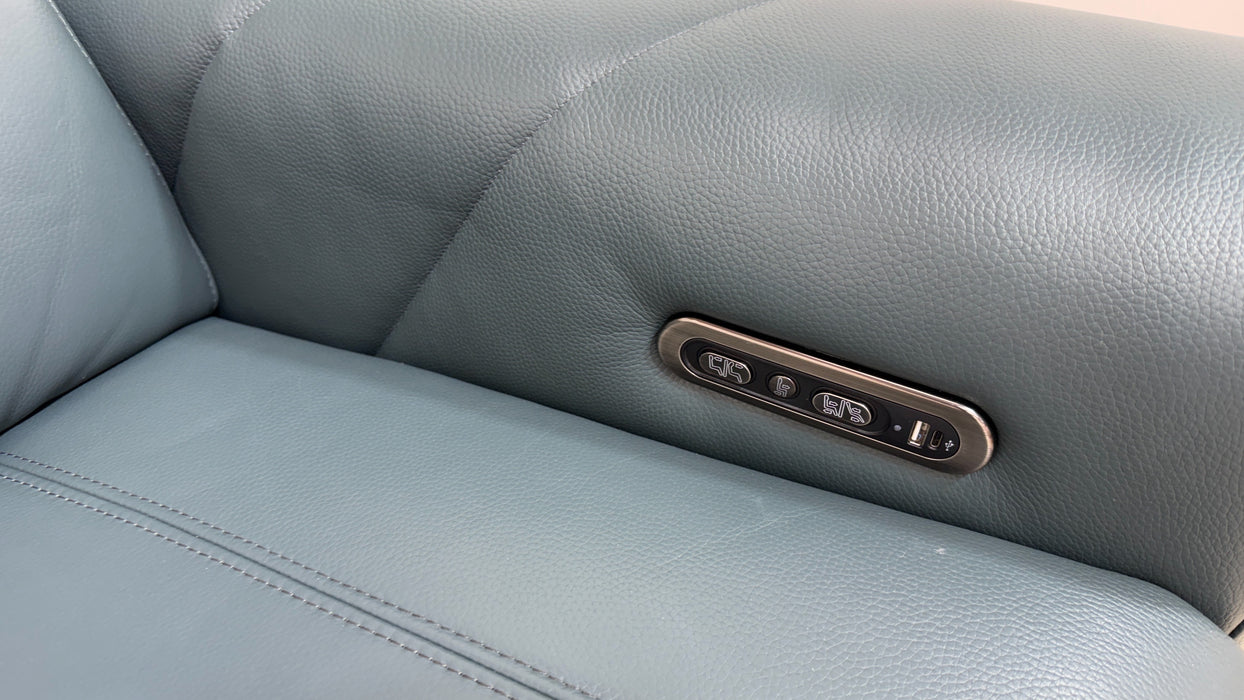 Sofology Allure Leather 2 Seater Power Recliner/Headrest in Trusty Embossed Peacock