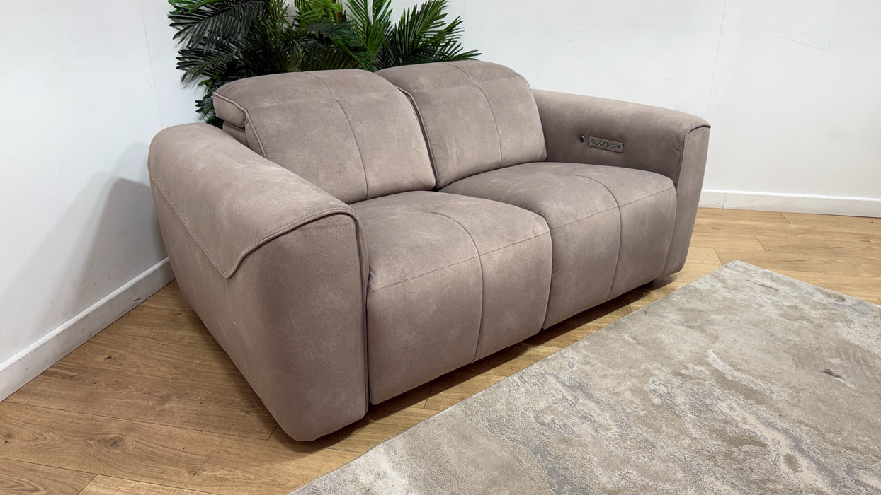 Sofology Riviera Fabric 2 Seater Power Recliner/Headrest Heated Seats in Lifestyle Flecked Nutmeg