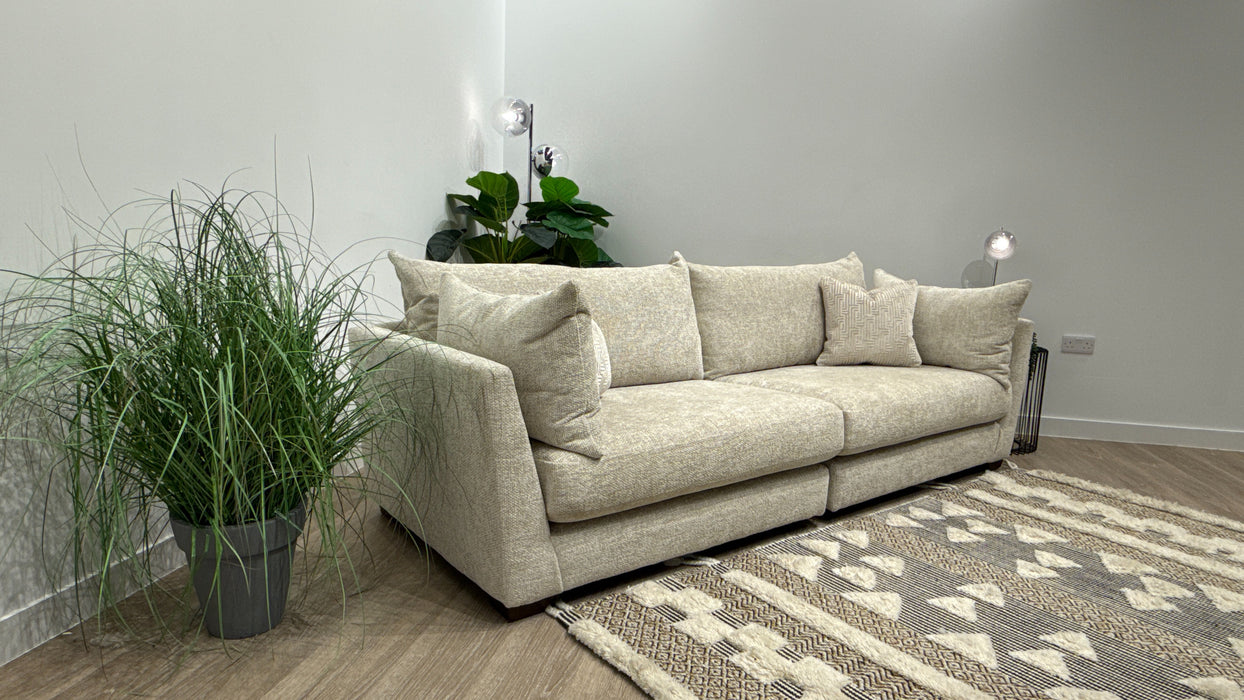 Sofology The Tallulah 4 Seater Split Fabric Sofa in Basketweave Chenille Cream Mix