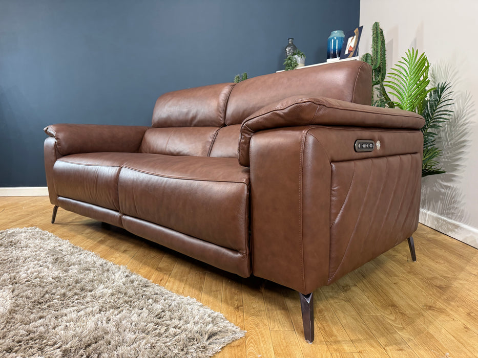 The Fratelli Leather 2.5 Seater - Trusty Embossed Chestnut - Power Headrest Power Recliner (WA2)