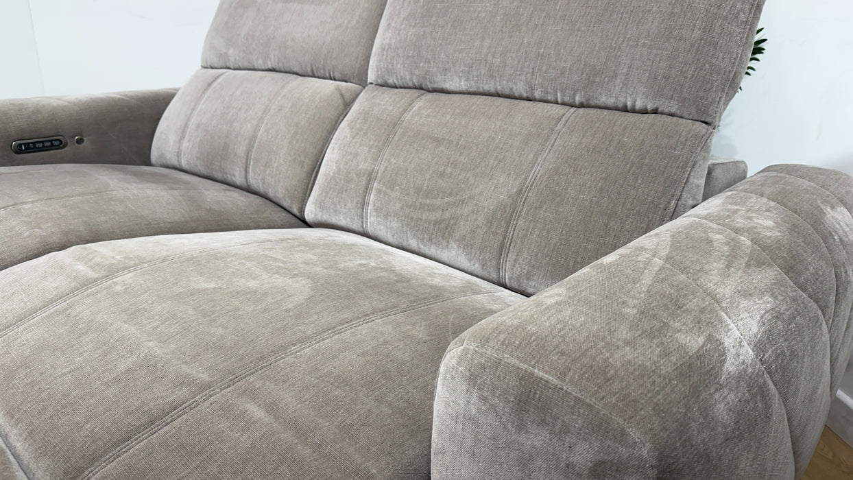 Sofology Allure Fabric 2.5 Seater Power Recliner/Headrest Heated Seats Lumbar Support in Relaxed Chenille Nutmeg