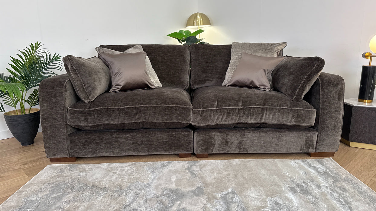 Cavalli 3 Seater Split Sofa - Fabric - Blanik Mushroom Mix