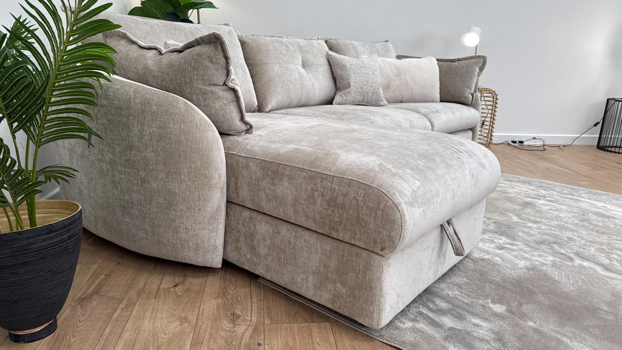Sofology The Portobello Fabric Chaise 3 Seater Foam with Storage in Luxury Chenille Linen
