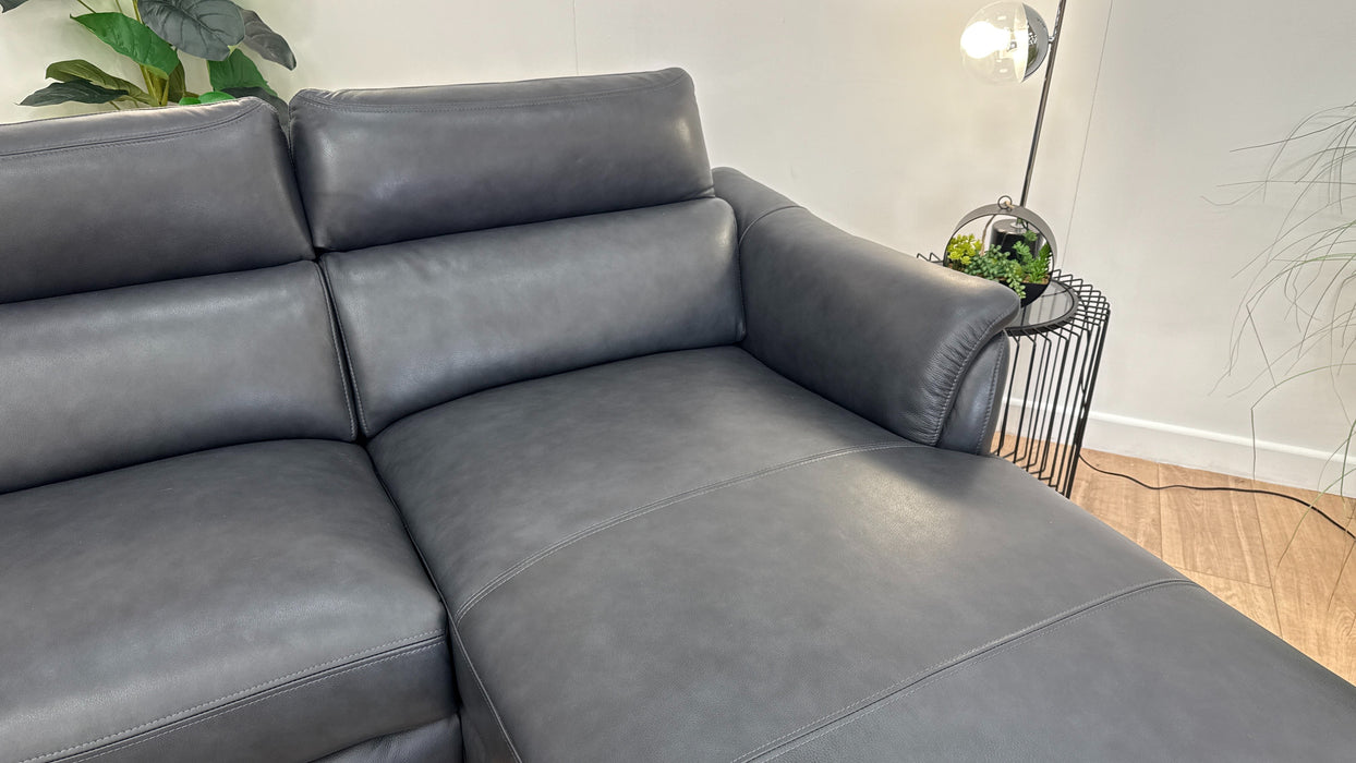 Sofology The Missouri 3 Seater Chaise Sofa in Trusty Sheen Leather Navy
