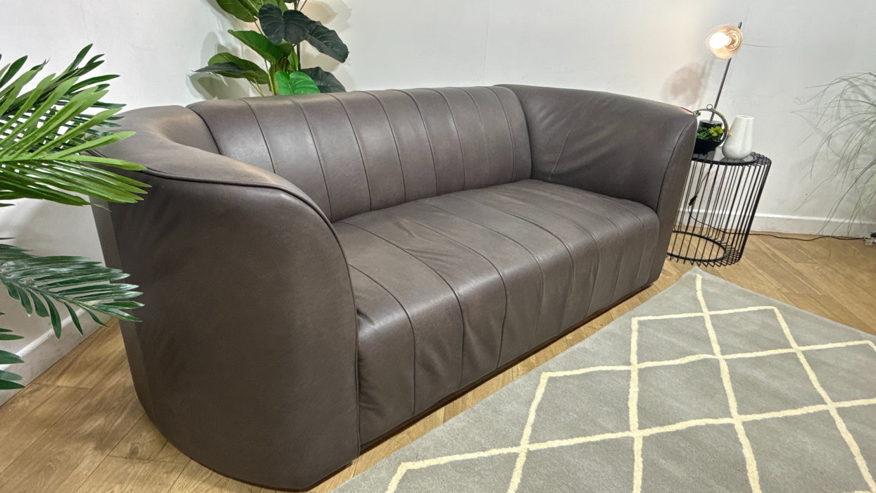 Sofology Fitzrovia Leather 2 Seater Dark Wood Trim in Relaxed Natural Grain Espresso Mix