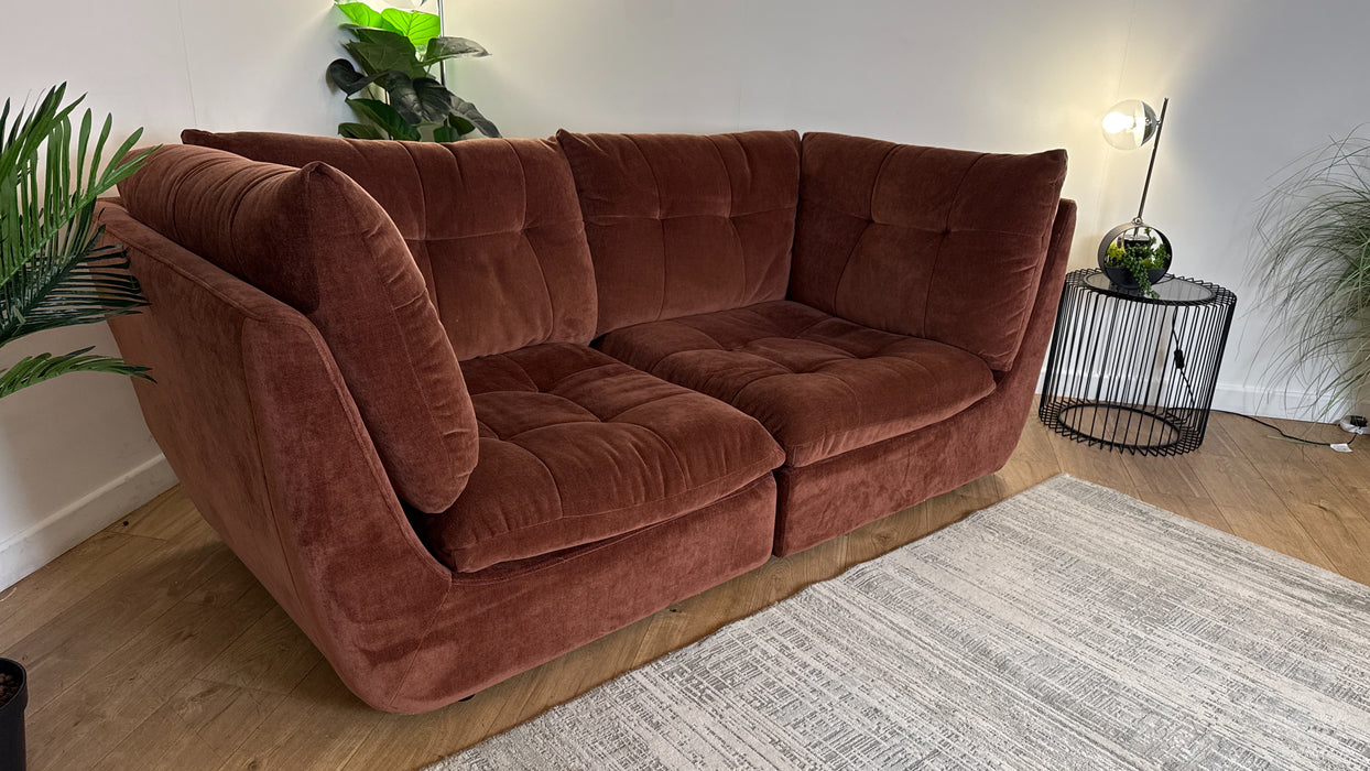 Sofology The Cocoon Fabric 3 Seater in Relaxed Chenille Burnt Sienna