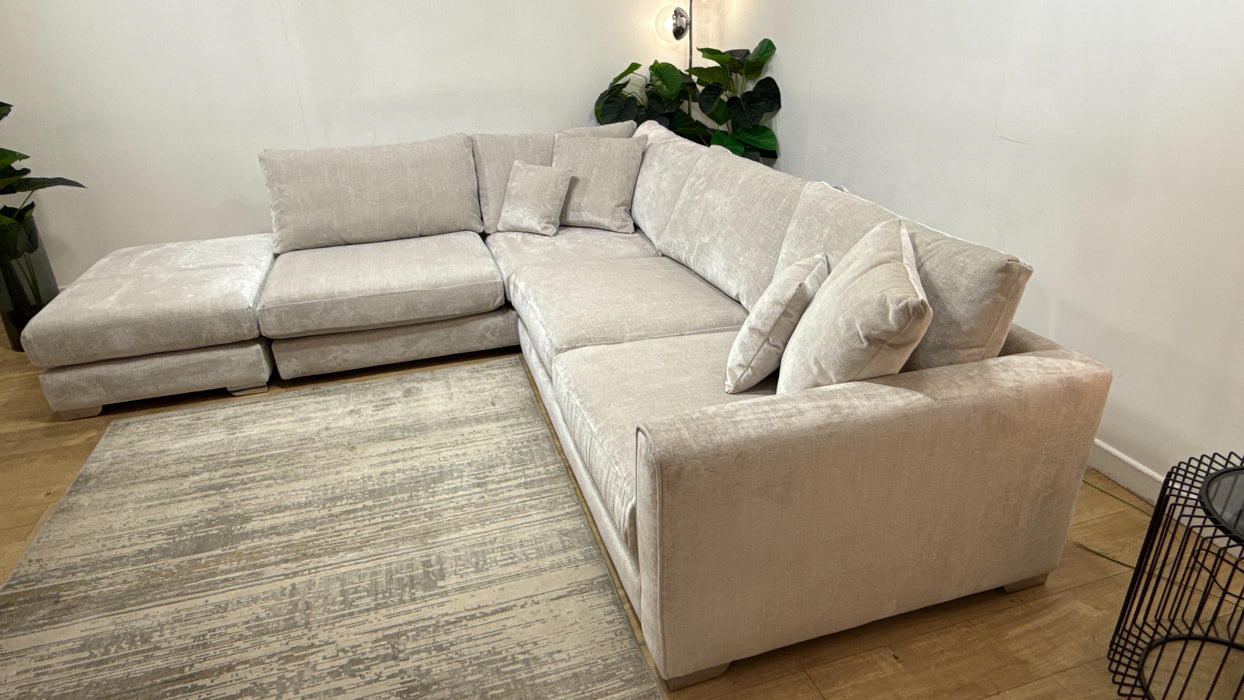 Sofology Majestica Fabric Chaise 1 Corner 3 in Luxe Chenille Oyster