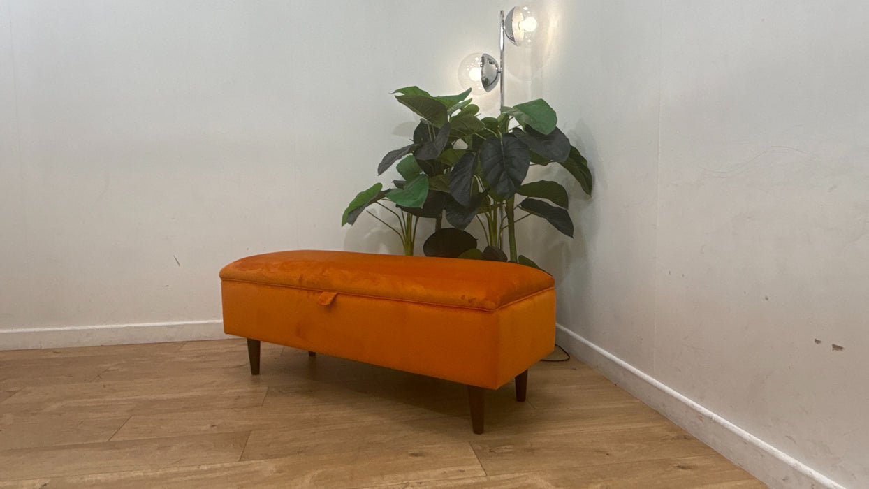 Sofology Islington Fabric Ottoman Storage Footstool in Sleek Tangerine
