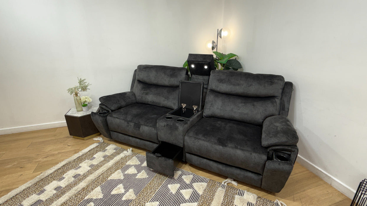 DFS Trek 2 seater Power Recliner with console in Charcoal