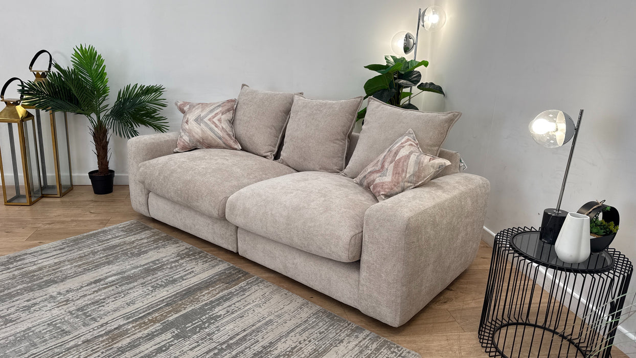 Sofology Haven Fabric 3 Seater Split Pillow Back Foam/Feather Seats in Cosy Chenille Pebble Mix