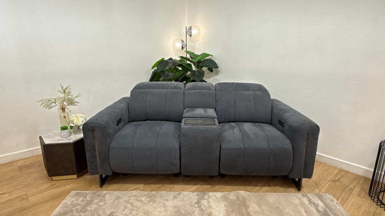 Sofology The Paramount 2 Seater Console Power Recliner/Headrest in Lifestyle Flecked Fabric Charcoal