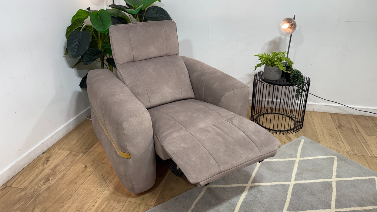 Sofology Lumiere Fabric Chair Power Recliner/Headrest in Lifestyle Flecked Nutmeg