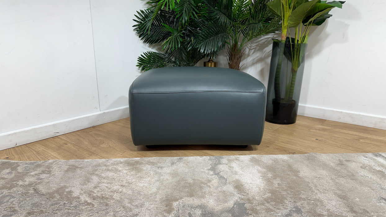 Sofology Leather Designer Footstool in Peacock