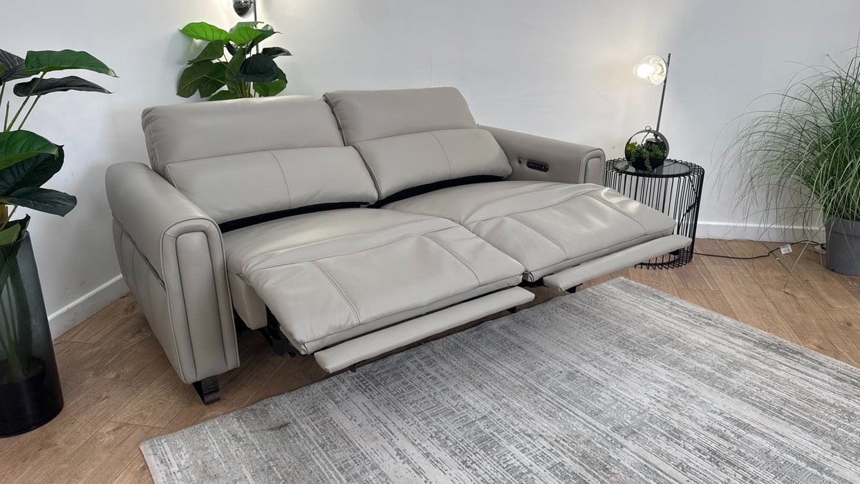 Sofology The Ravello Leather Recliner 2.5 Seater in Light Grey