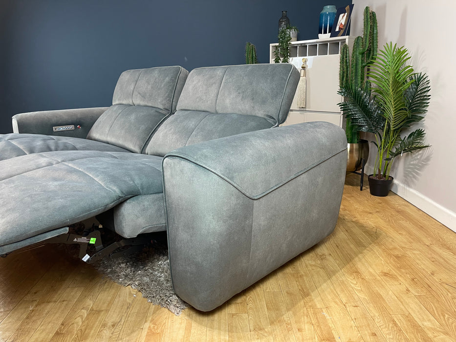 The Riviera Fabric 2.5 Seater - Lifestyle Flecked Mineral Green - Power Headrest Power Recliner Heated Seat (WA2)