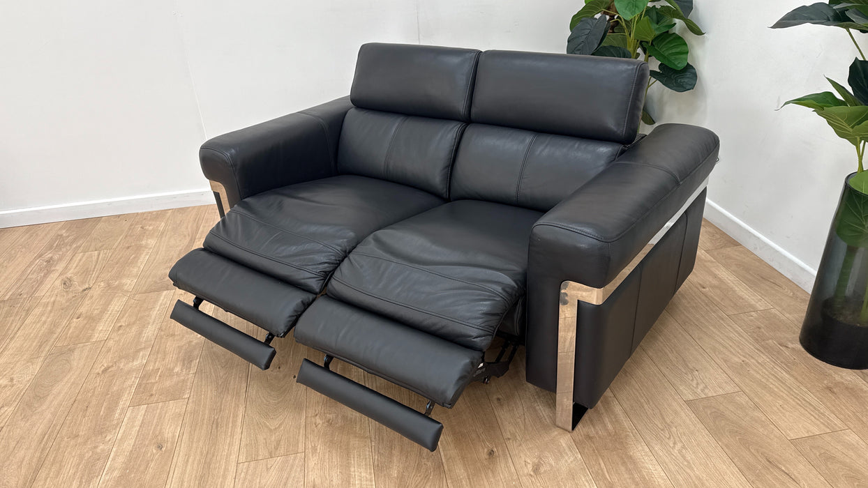 Sofology Moreno Leather 2 Seater Power Recliner in Jet Black