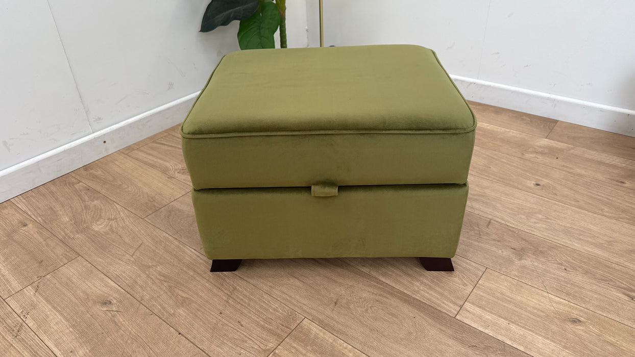 DFS The Jardim Fabric Footstool in Velvet Olive