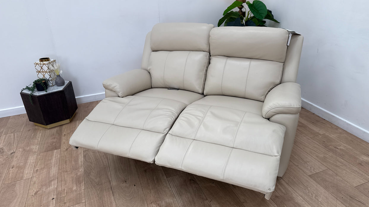 Sofology Gracie Leather 2 Seater Power Recliner/Headrest in Trusty Sheen Bone China
