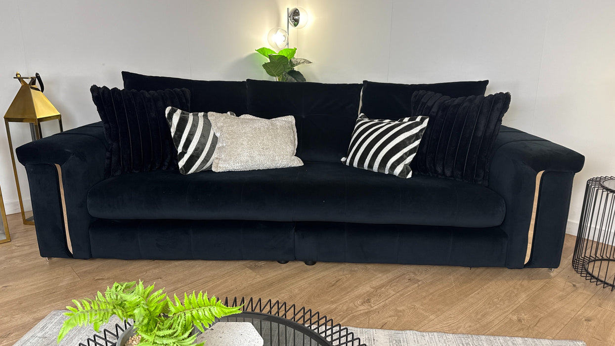 Sofology The Oscar 4 Seater Split Fabric Sofa in Super Matt Velvet Black Mix