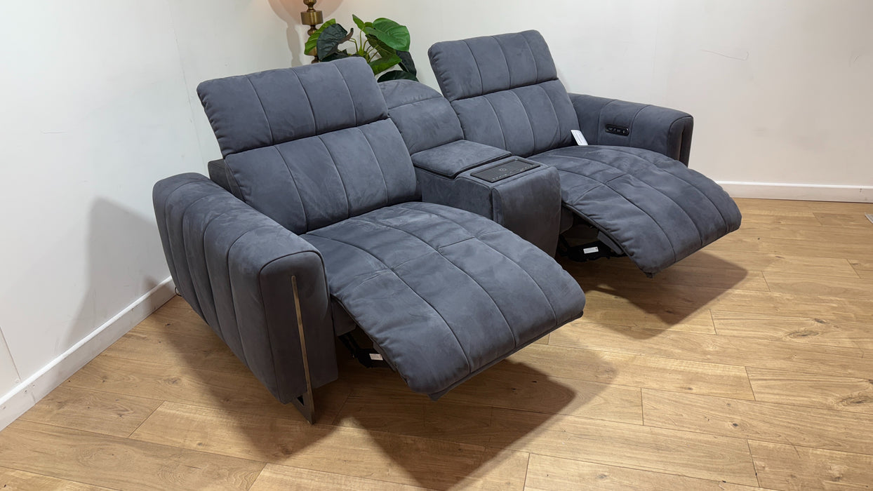 Sofology Paramount Fabric 2.5 Seater Console Power Recliner/Headrest Speakers in Lifestyle Flecked Charcoal
