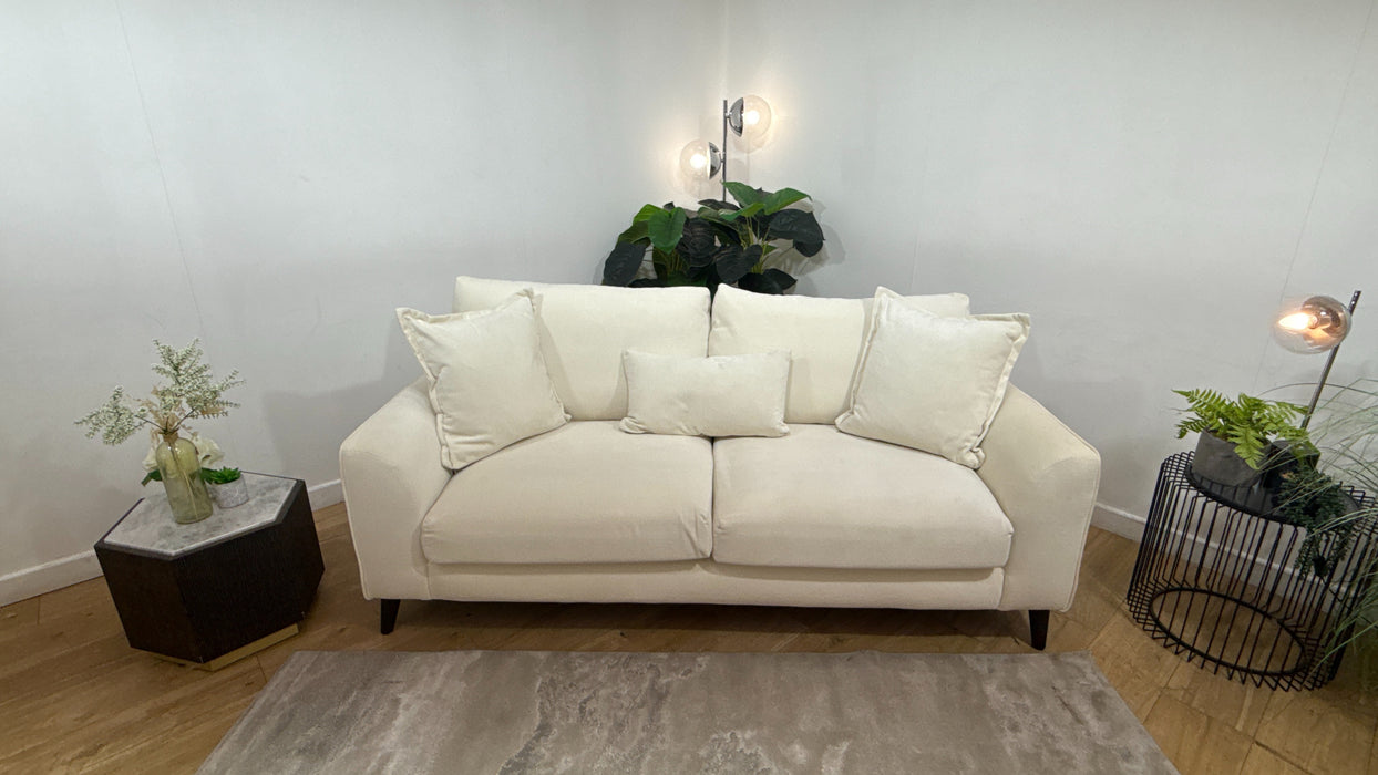 Sofology Mayfair Fabric 3 Seater Foam Seats in Soft Chenille Ivory