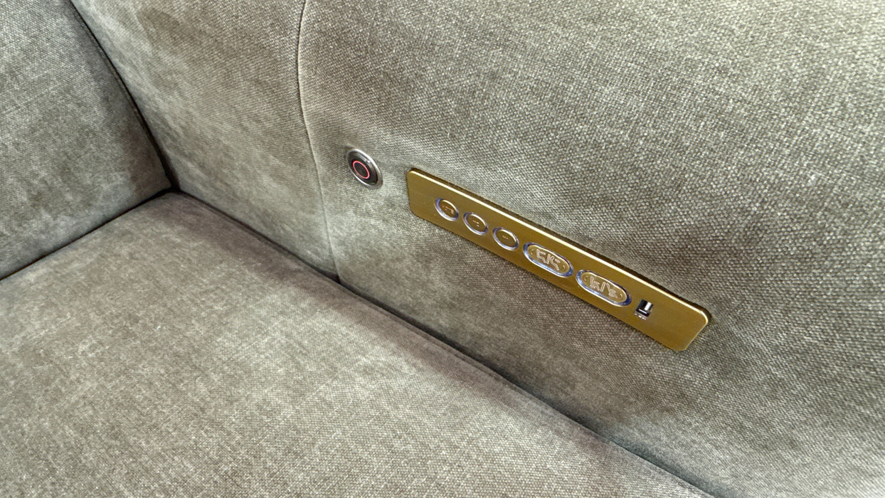 Sofology Kingsbridge Fabric 2.5 Seater Power Recliner/Headrest Heated Seats in Relaxed Chenille Olive Green