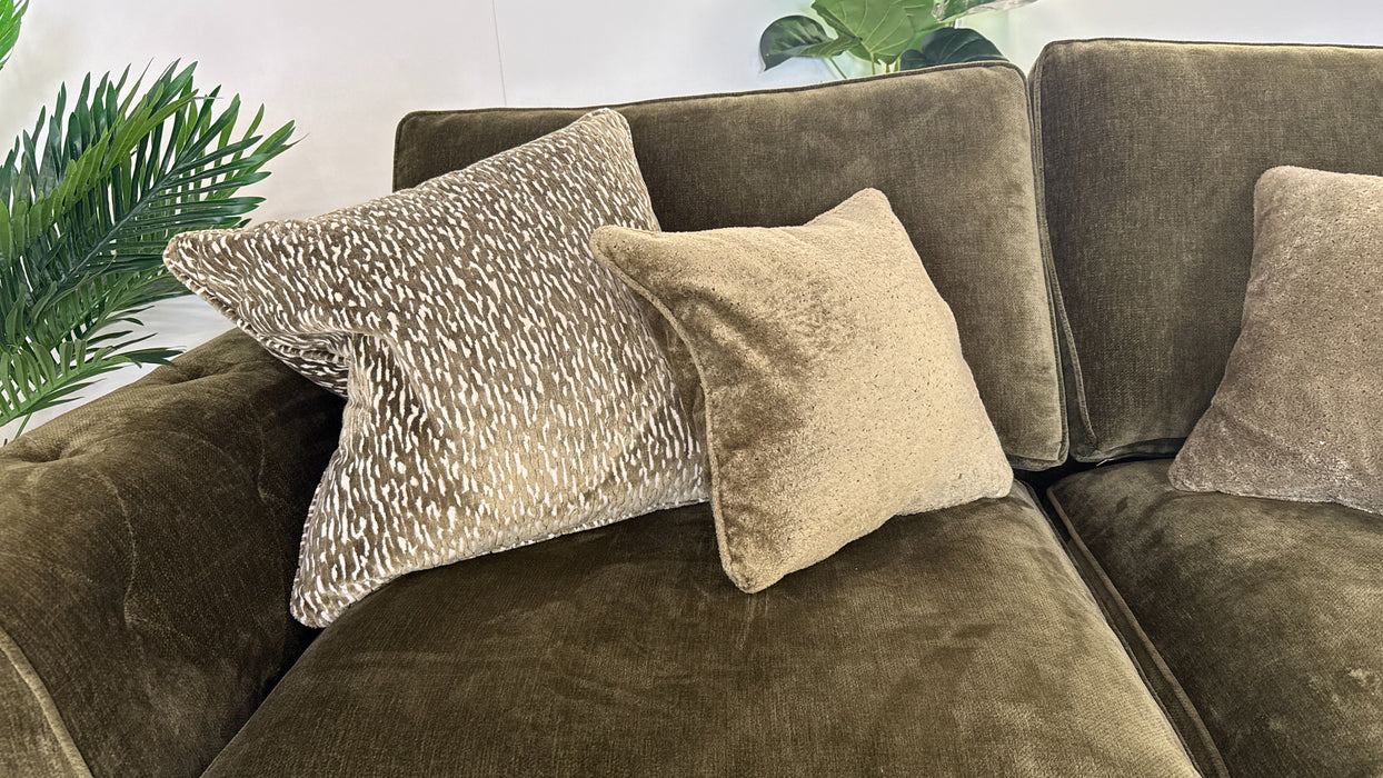 Sofology Valentina 3 Seater Fabric Sofabed in Luxury Deep Pile Olive