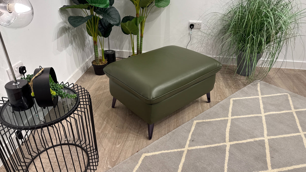 Sofology The Arlo Leather Designer Footstool in Dark Olive