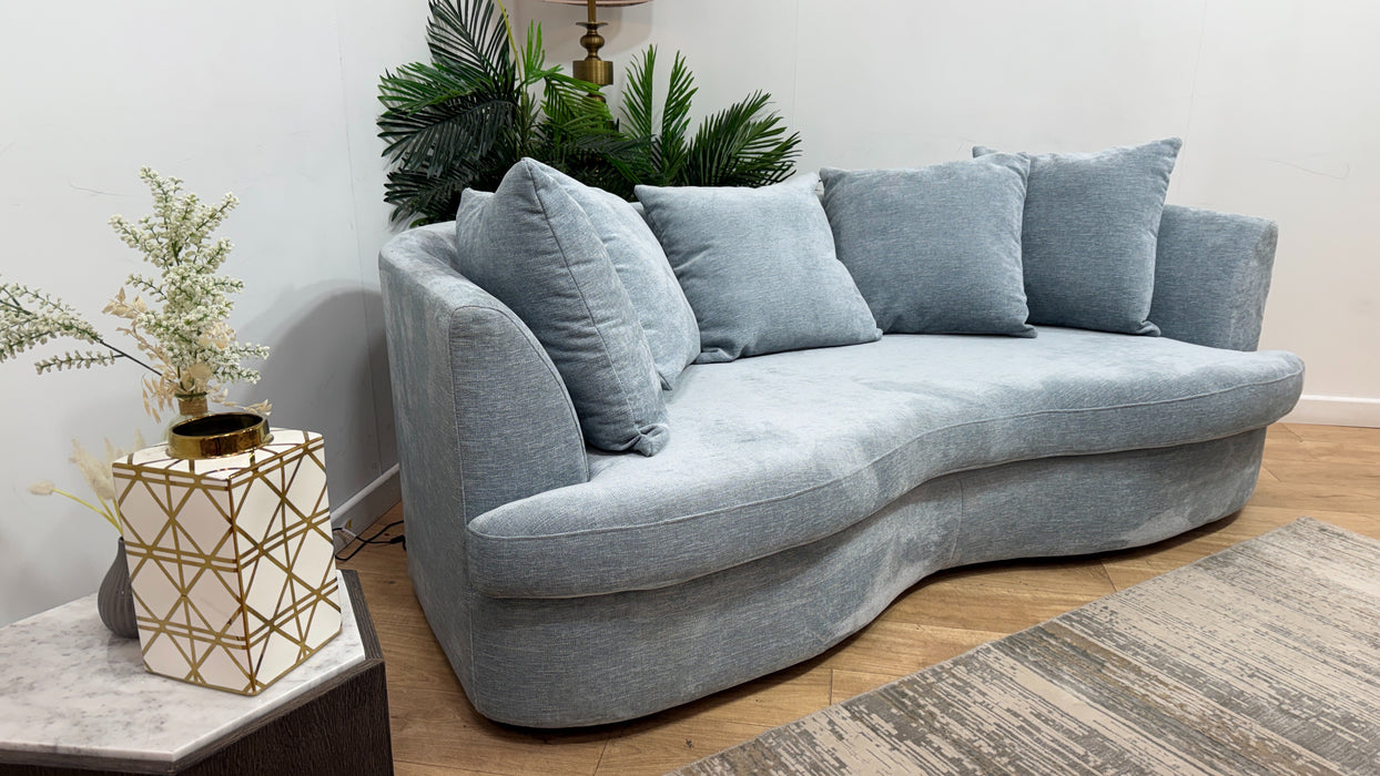 Sofology Chloe Fabric 4 Seater Pillow Back in Linen Look Chenille Sky Mix