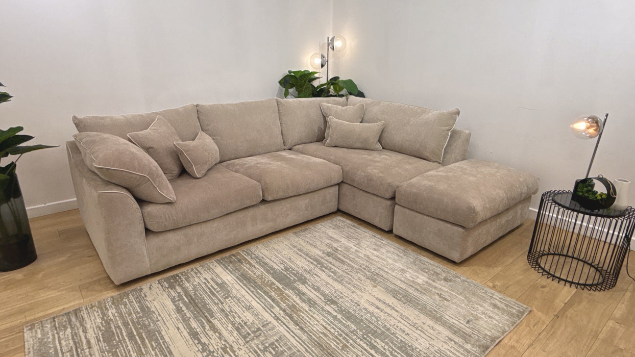 Sofology Georgio 3 Corner 1 Terminal Feather Flex Seats in Lifestyle Plush Chenille Wicker Mix