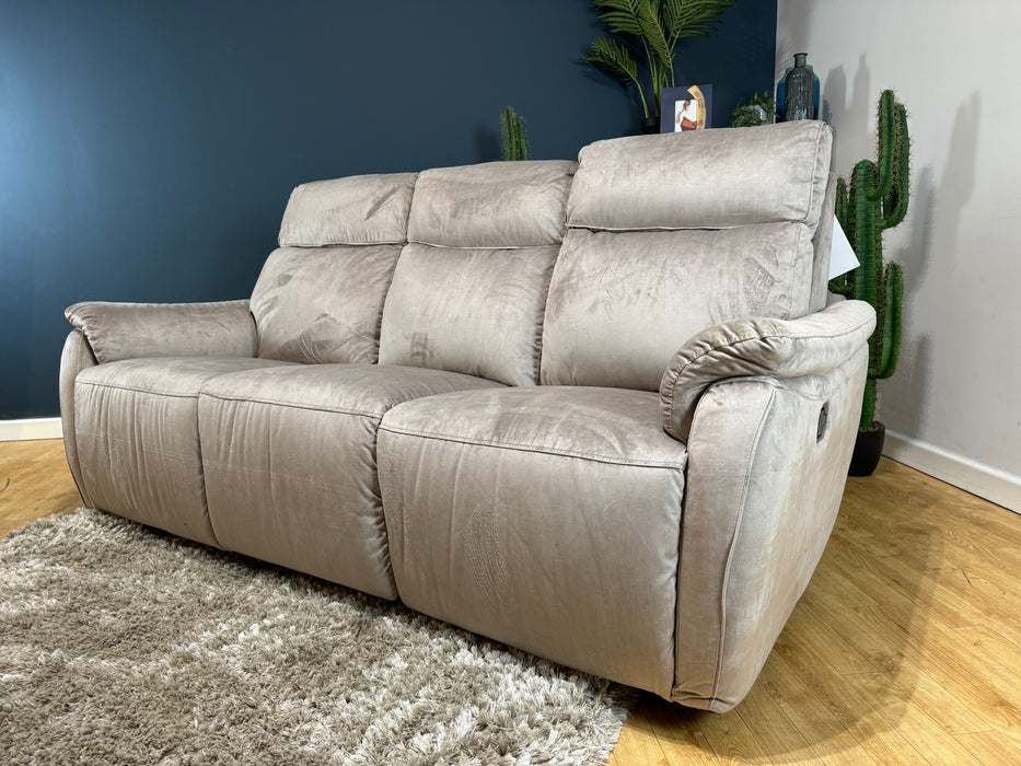 Parker Fabric 3 Seater - Velvet Mink - Manual Recliner (WA2)