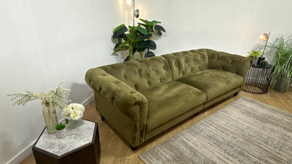 Sofology Kensington Fabric 4 Seater Split in Matt Velvet Moss