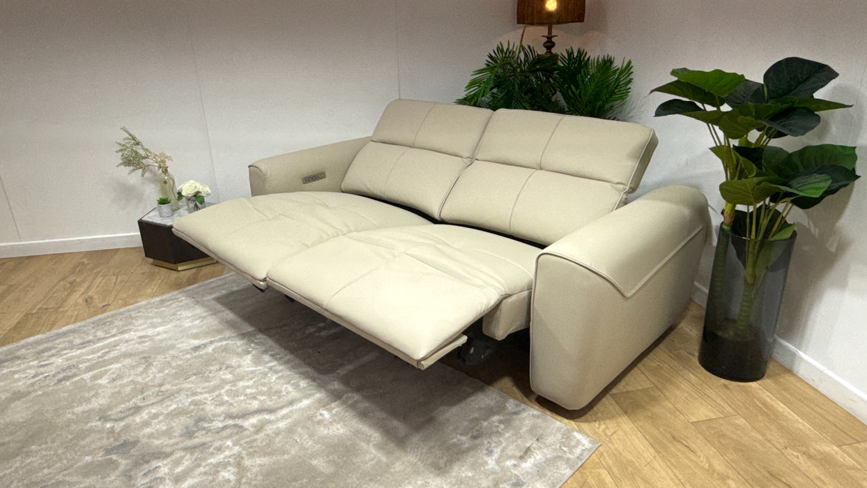 Sofology Riviera Leather 2.5 Seater Power Recliner/Headrest in Trusty Super Matt Stone