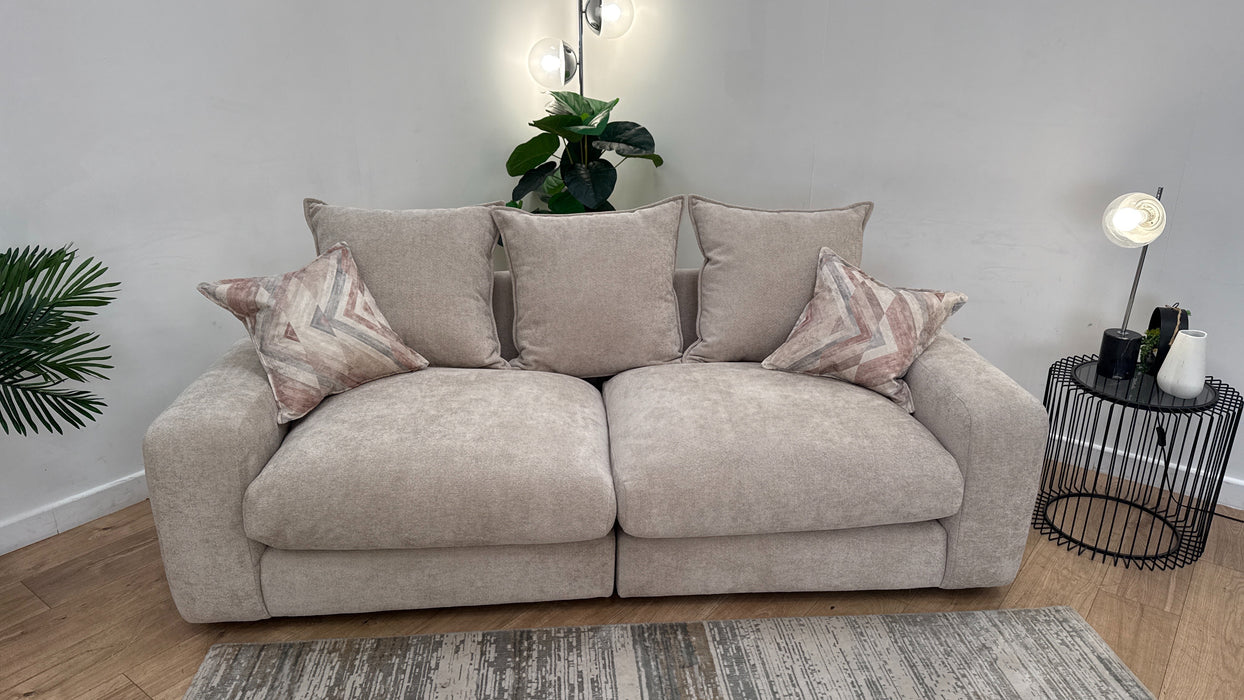 Sofology Haven Fabric 3 Seater Split Pillow Back Foam/Feather Seats in Cosy Chenille Pebble Mix